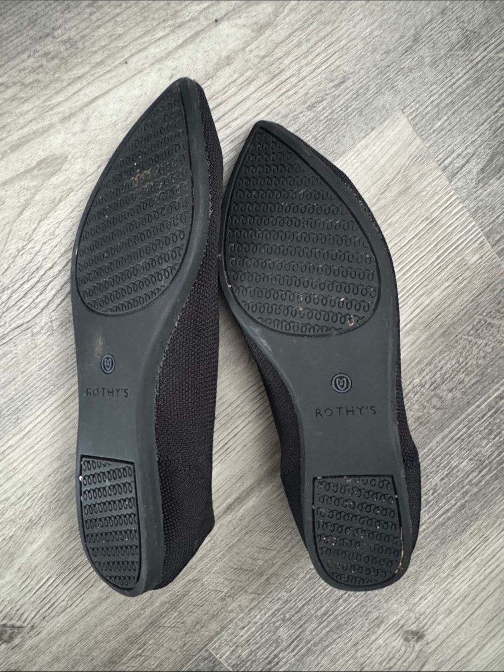 Rothy's Black Pointed Knit Flats with Blue Size 7.5W - Picture 9 of 9